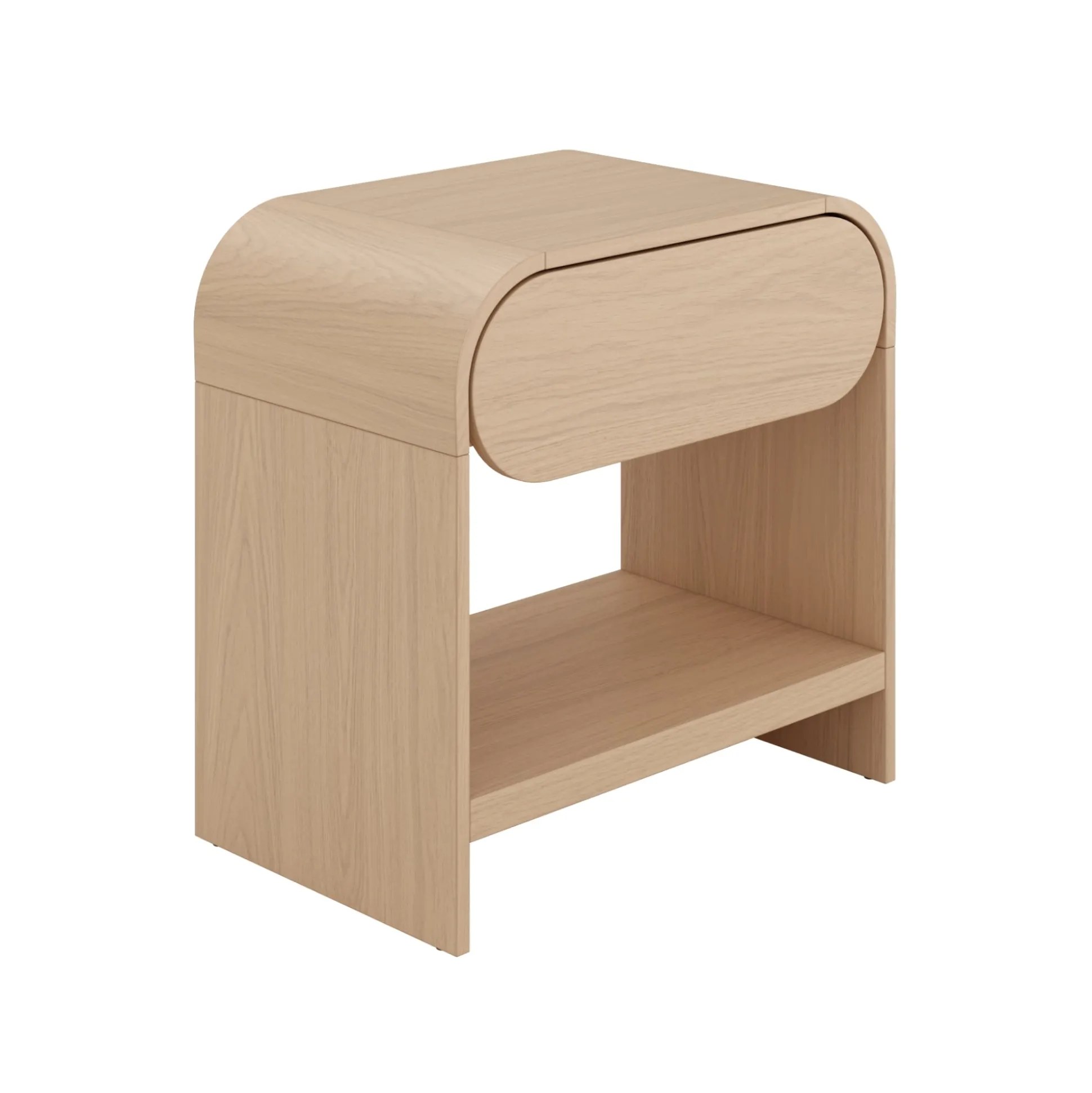 Mid-Century Wood Arched Nightstand Pale Oak (Set of 2)