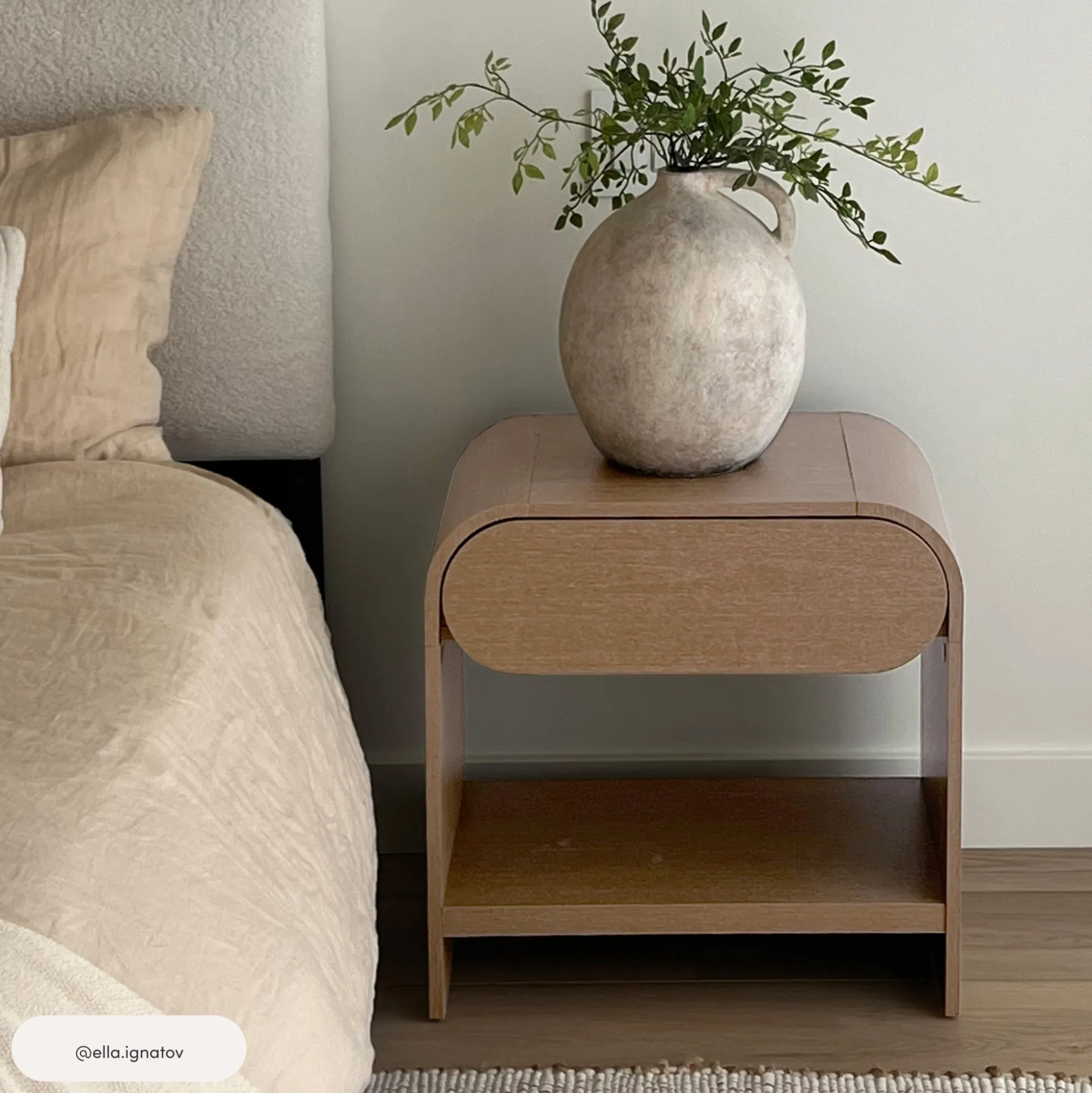 Mid-Century Wood Arched Nightstands Warm Oak (Set of 2)