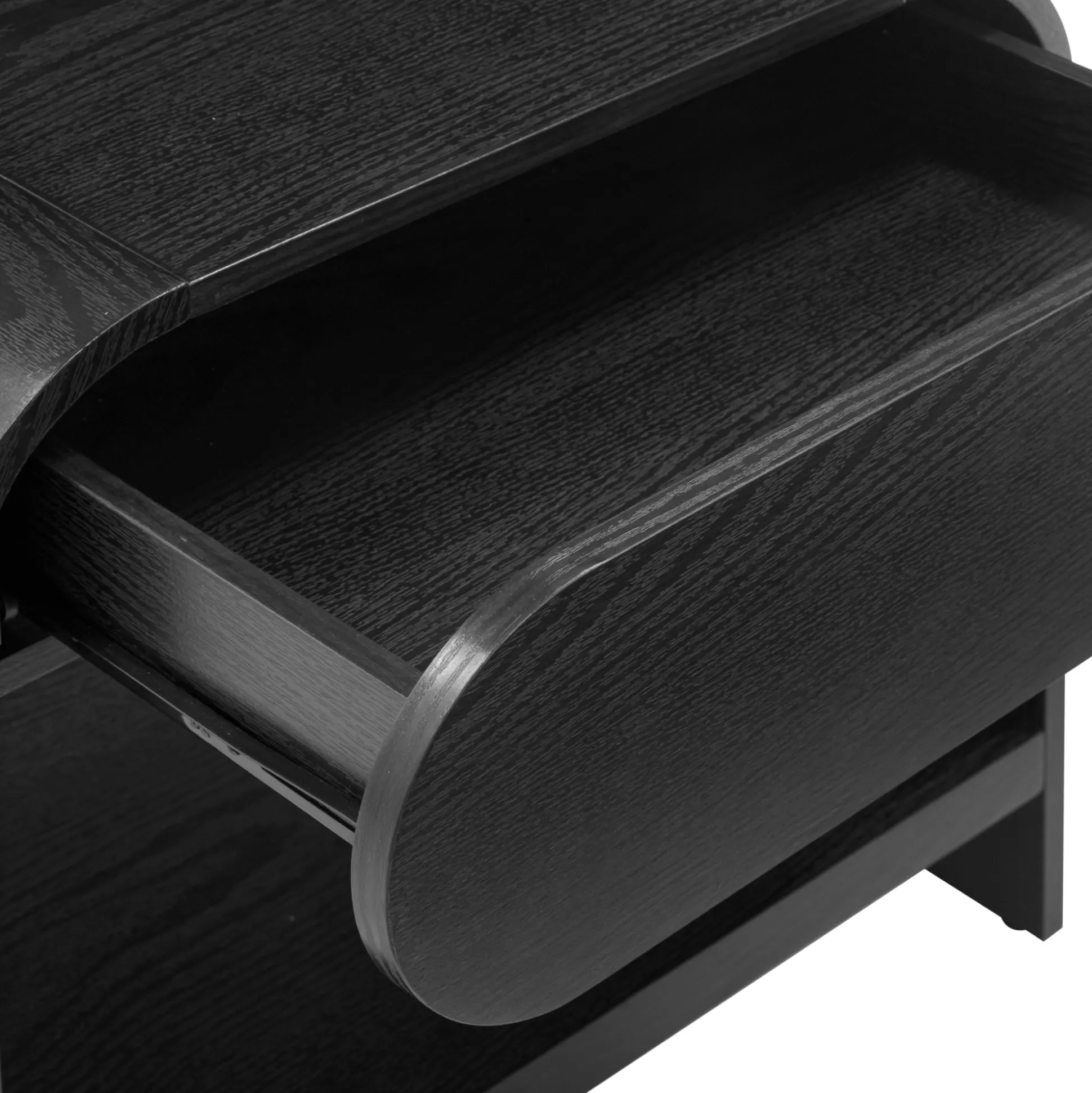Mid-Century Wood Arched Nightstand Black Oak (Set of 2)