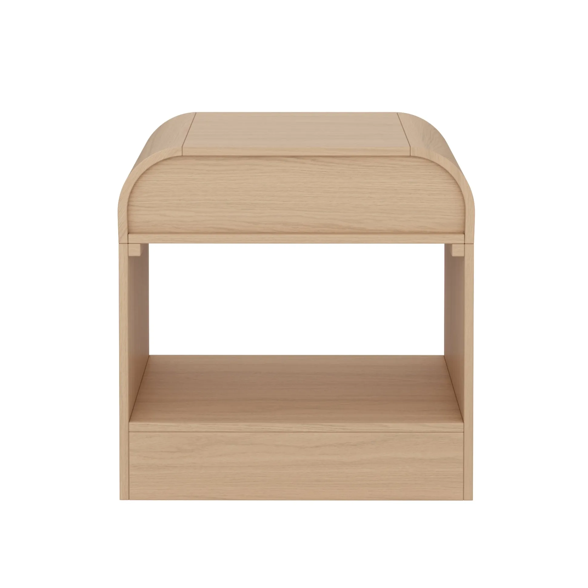 Mid-Century Wood Arched Nightstand Pale Oak