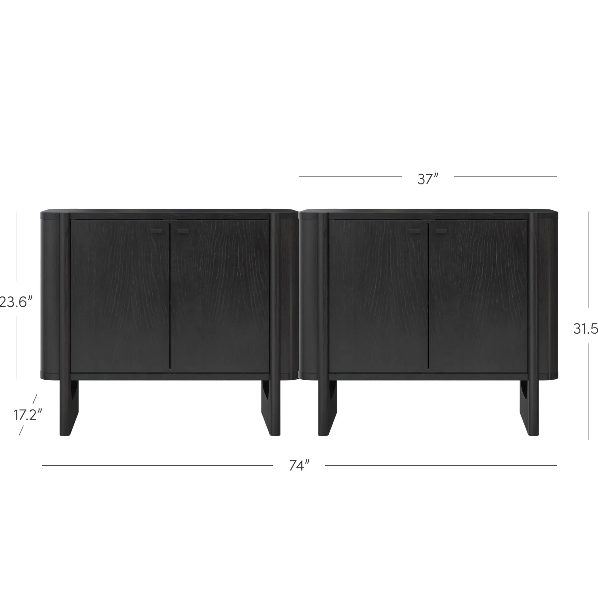 Mid-Century Wood TV Console Black for TVs up to 65"
