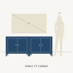 Mid-Century Wood TV Console Black for TVs up to 65