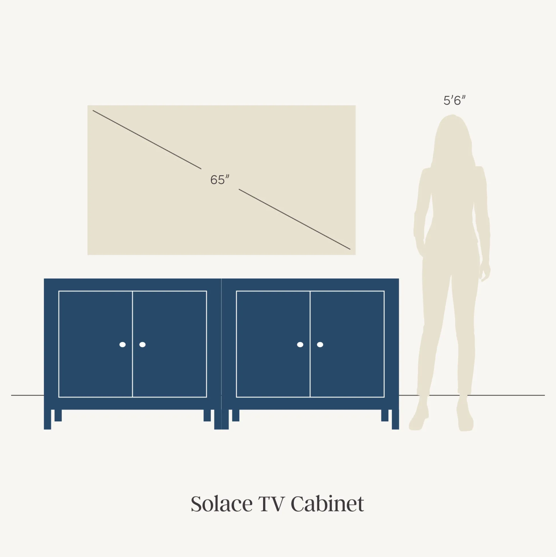 Mid-Century Wood TV Console Black for TVs up to 65"