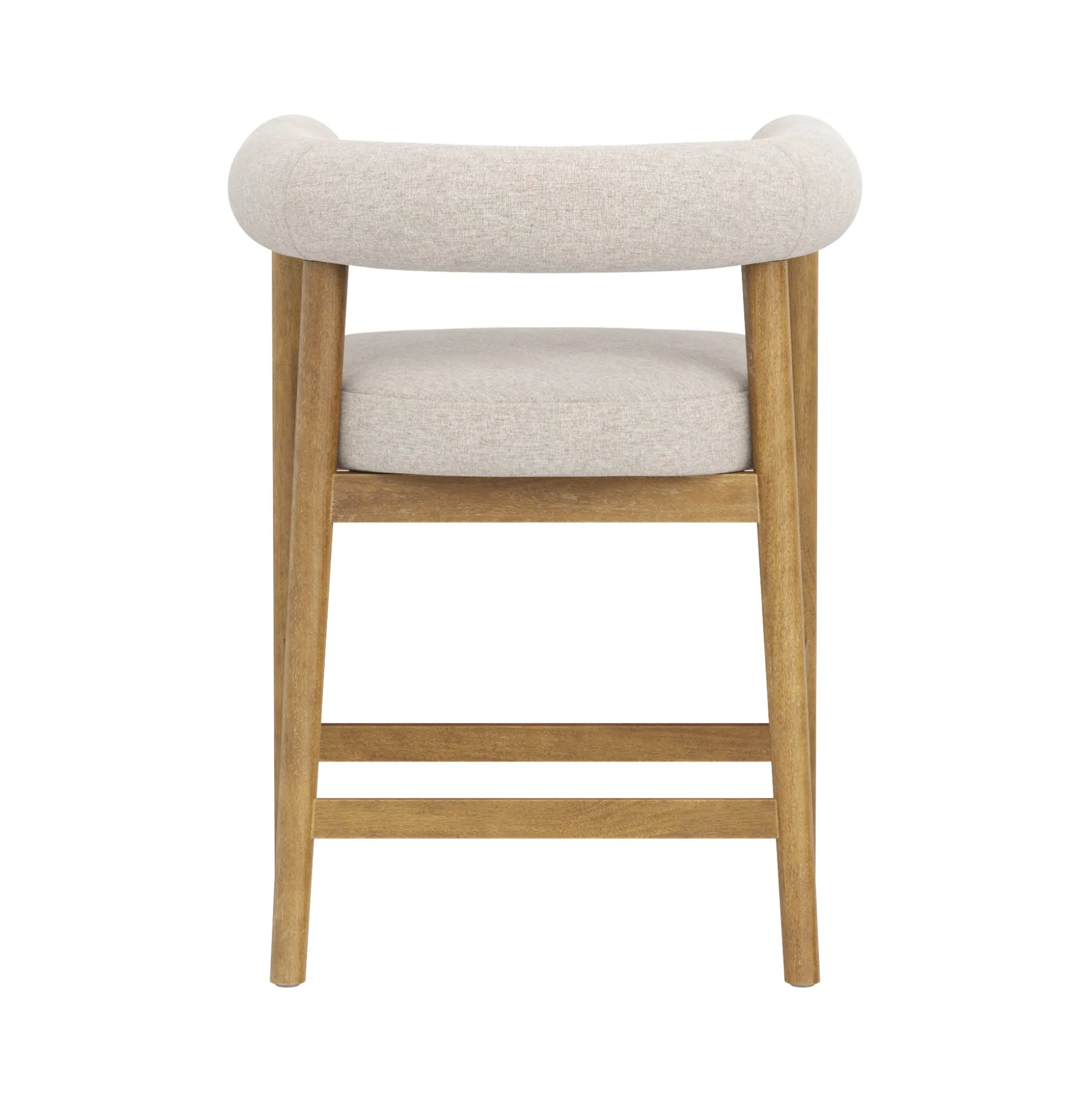 Modern Barrel Bar Stool with Curved Back Flax/Light Brown (Set of 4)