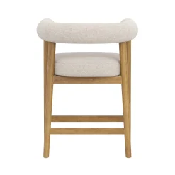 Modern Barrel Bar Stool with Curved Back Flax/Light Brown (Set of 2)