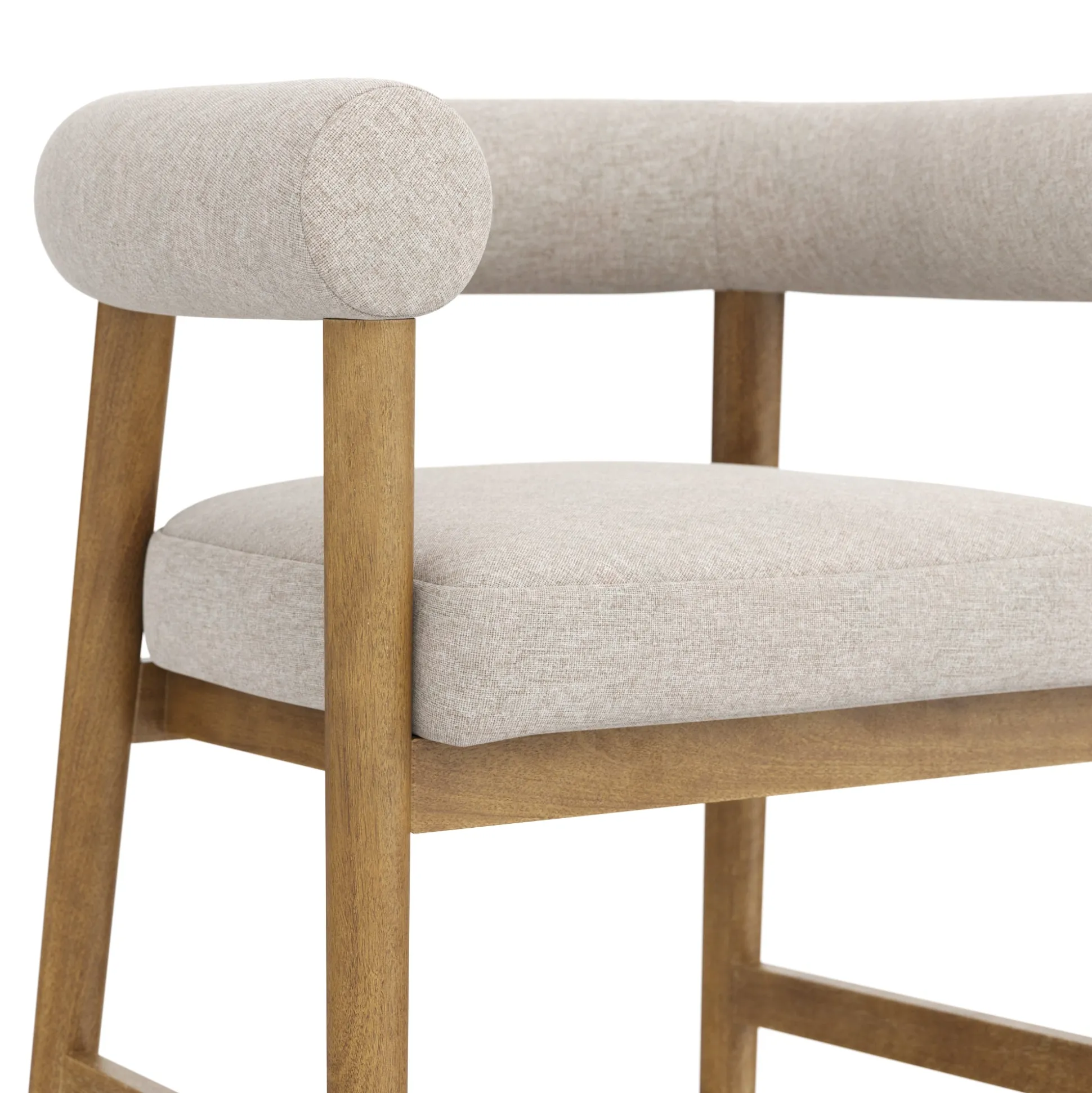 Modern Barrel Bar Stool with Curved Back Flax/Light Brown (Set of 2)