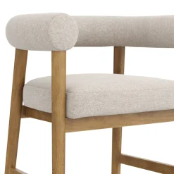 Modern Barrel Bar Stool with Curved Back Flax/Light Brown