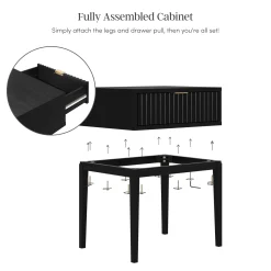 Modern Boucle King Headboard and Fluted Nightstand Set