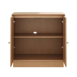 Modern Coastal Rattan Wood Sideboard Storage Cabinet Raw Oak (Set of 3)