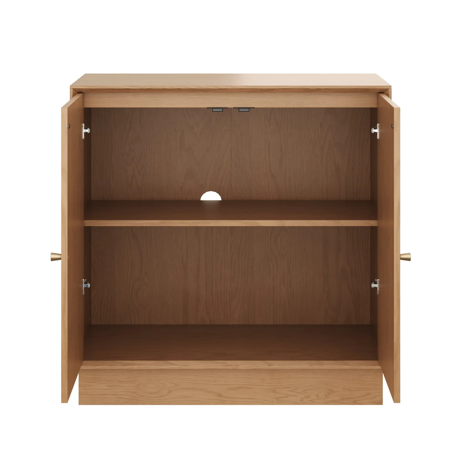 Modern Coastal Rattan Wood Sideboard Storage Cabinet Raw Oak (Set of 3)