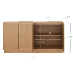 Modern Coastal Raw Oak TV Cabinet Stand for TVs up to 65
