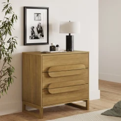 Modern 3-Drawer Solid Wood Dresser with Integrated Handles