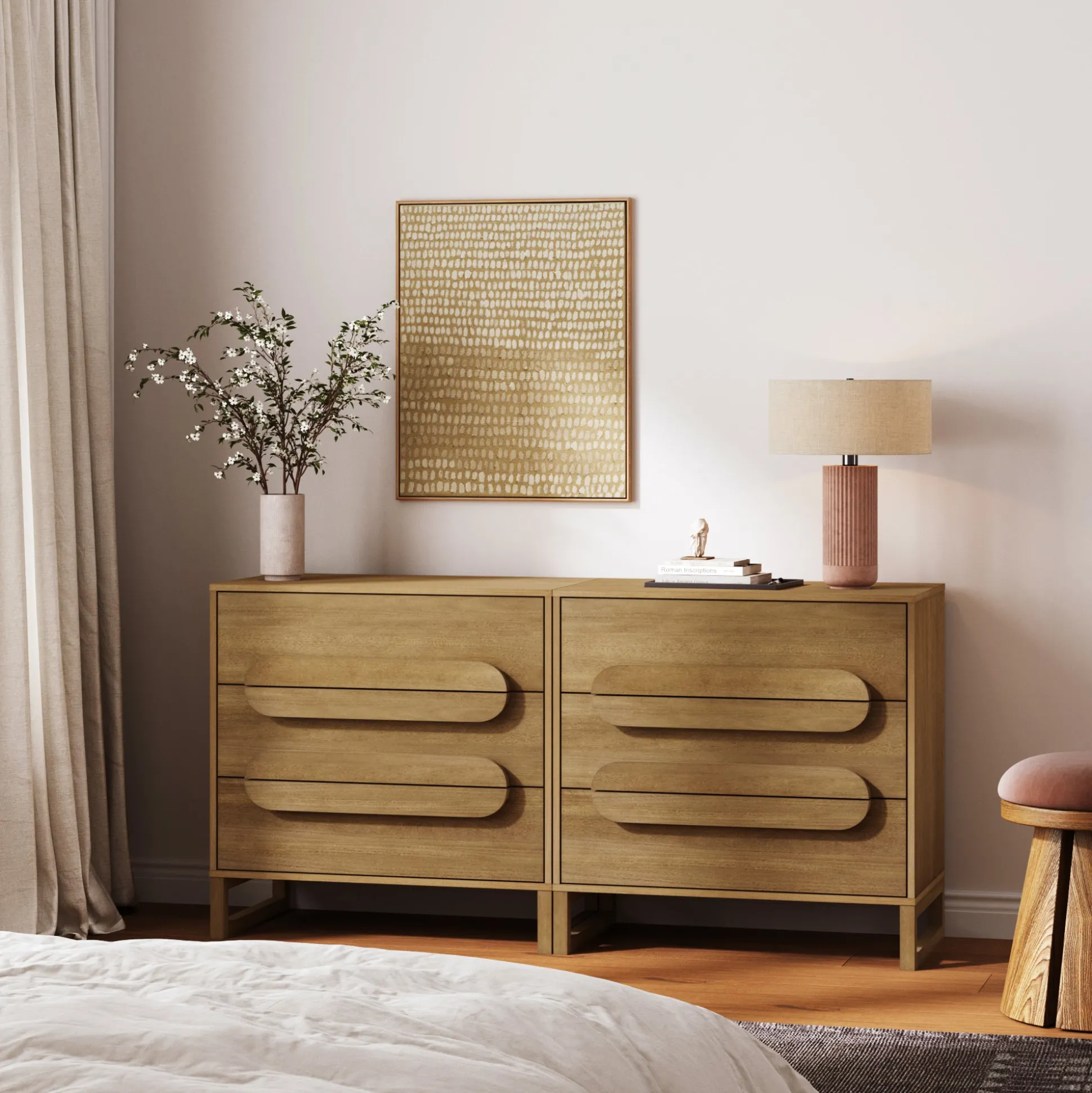 Modern 3-Drawer Solid Wood Dresser with Integrated Handles