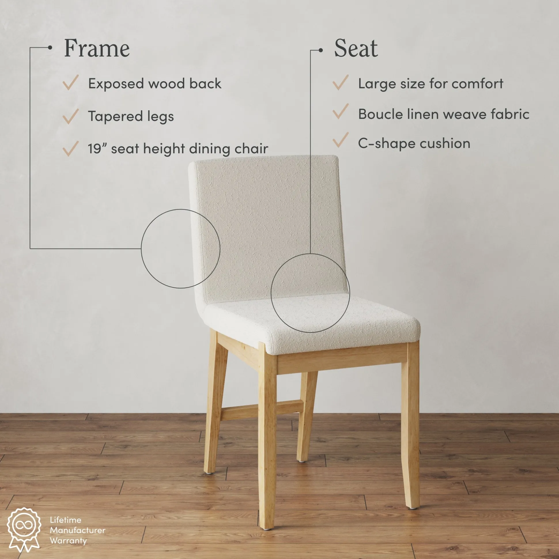 Modern Exposed Back Dining Chair (Set of 2)