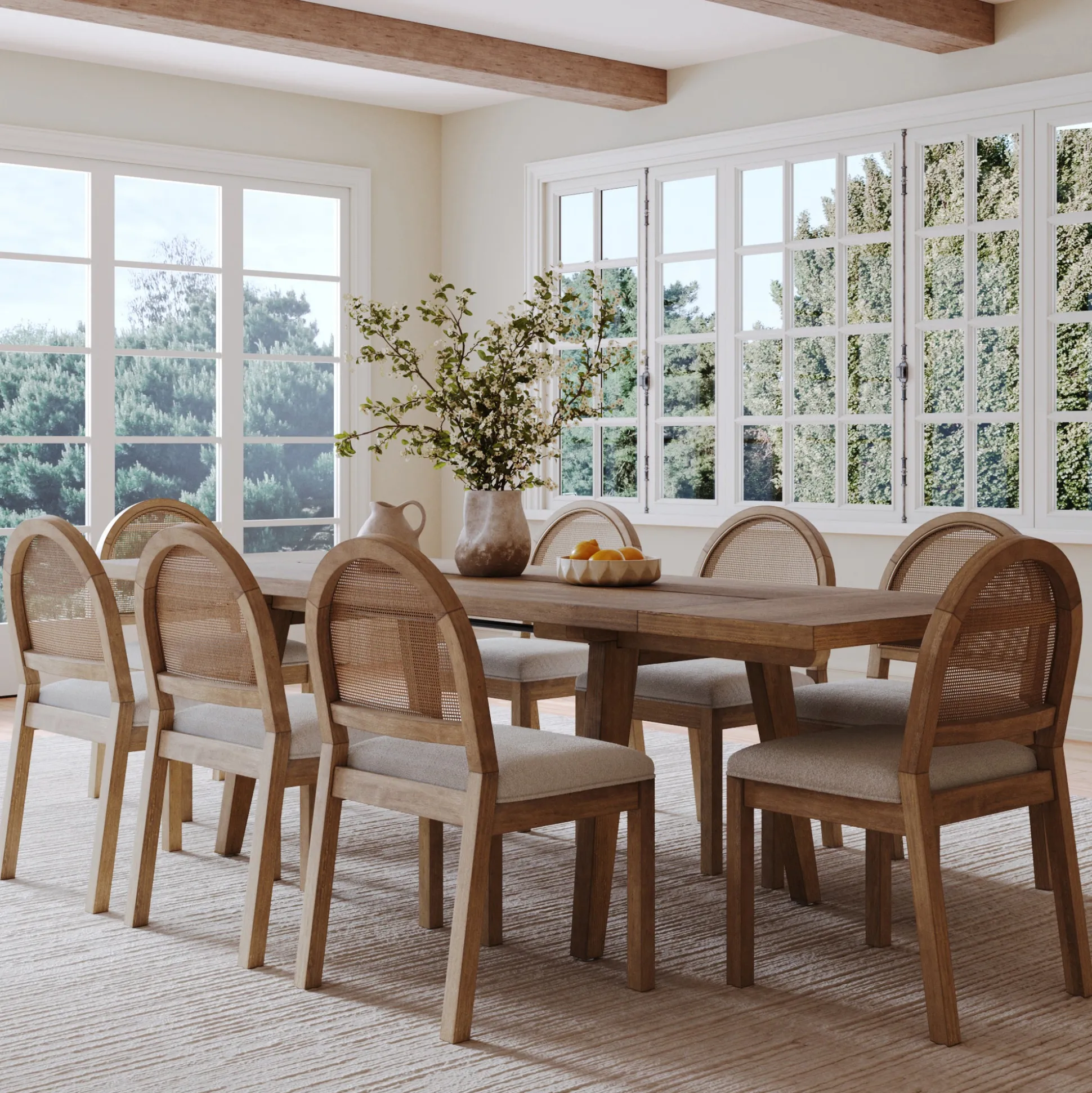 Modern Farmhouse Mango Wood Table Extension Light Brown