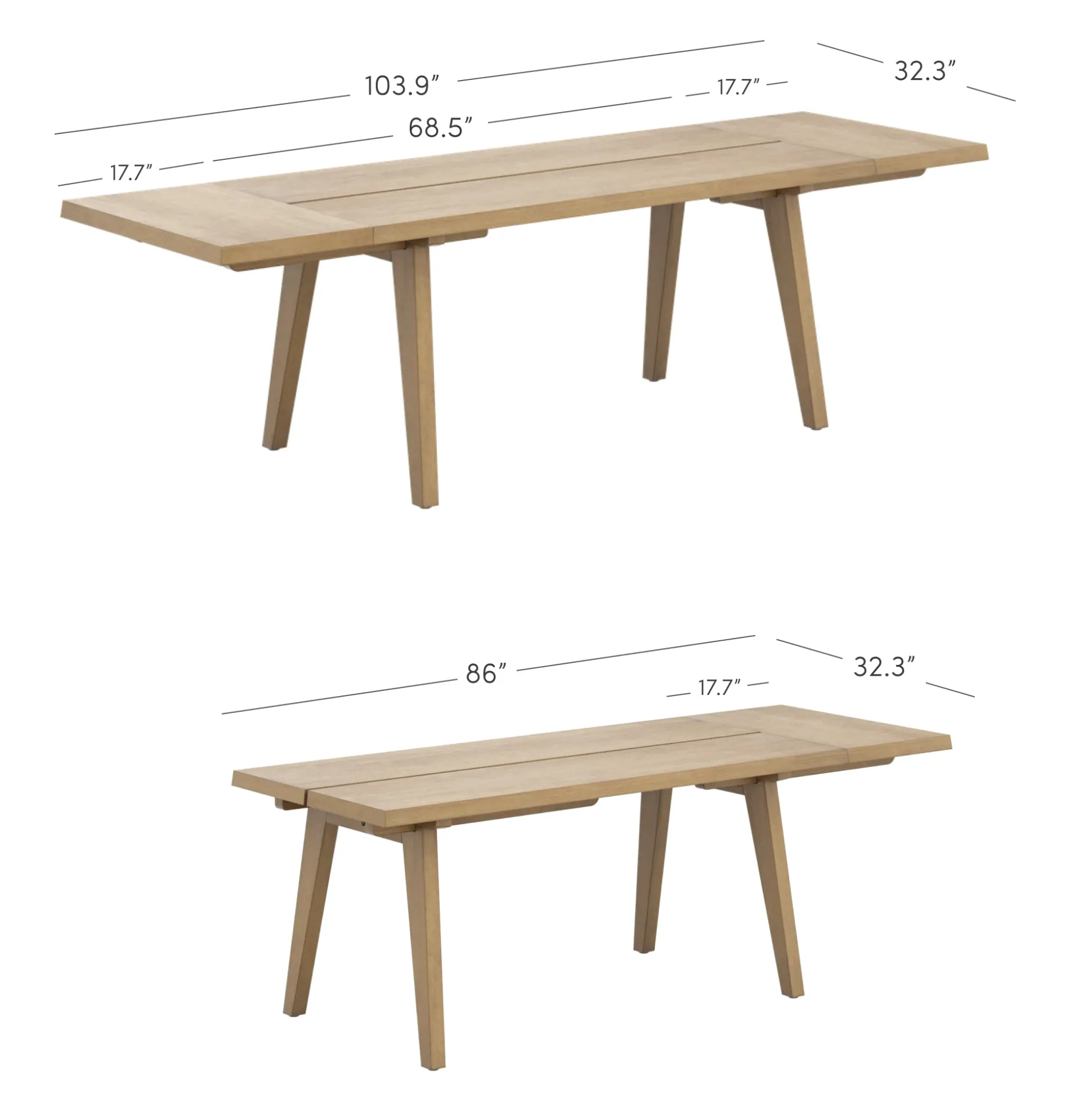 Modern Farmhouse Mango Wood Table Extension Light Brown