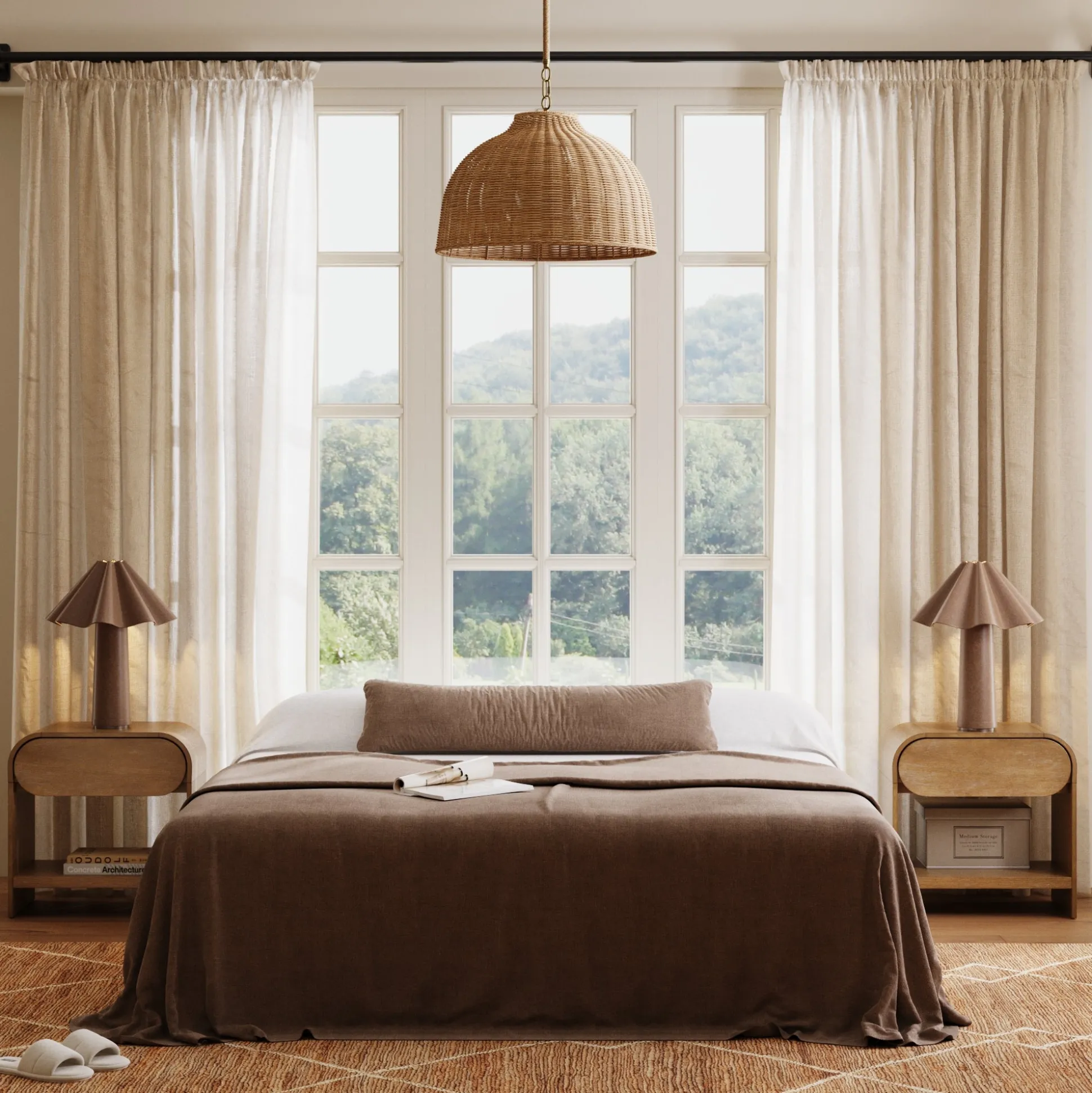 Modern Farmhouse Rattan Dome Pendant Light