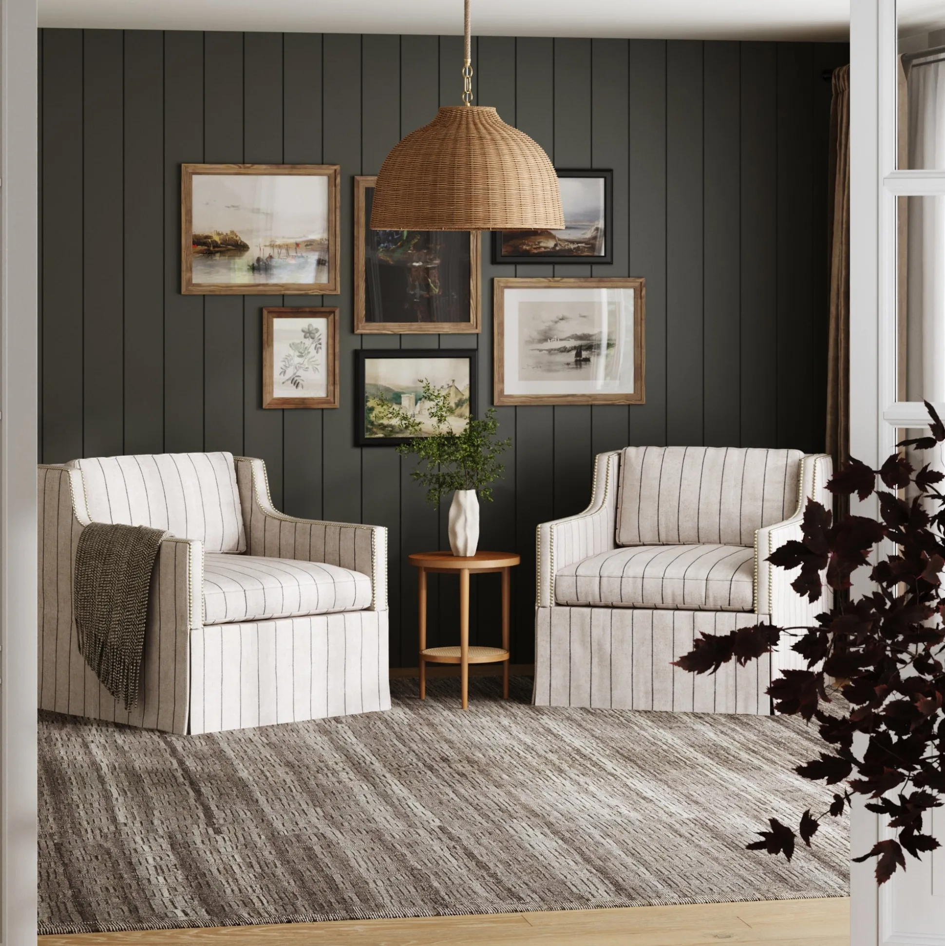 Modern Farmhouse Rattan Dome Pendant Light