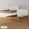 Modern King Bed Frame and 2 Curved Nightstands Set Light Brown