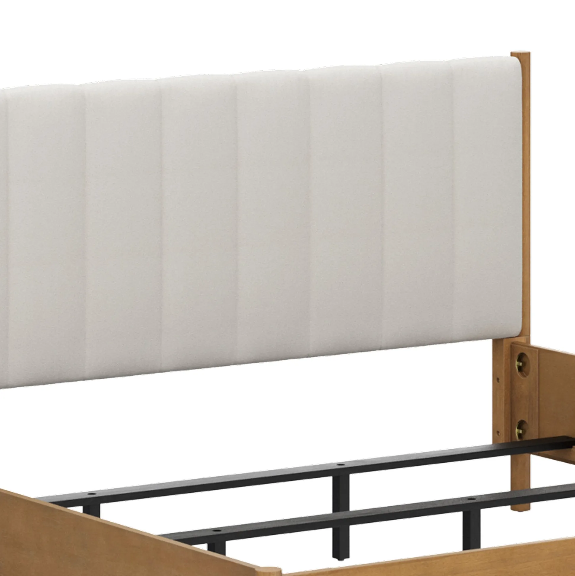 Modern King Bedroom Set with 2 Dressers and 2 Floating Nightstands Light Brown