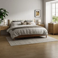 Modern King Bedroom Set with 1 Fluted Dresser and 2 Nightstands Light Brown