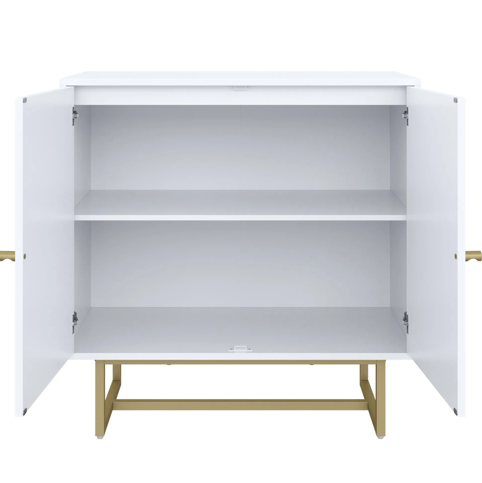 Modern Metal and Wood TV Entertainment Center with Bookcase (2 Cabinets)