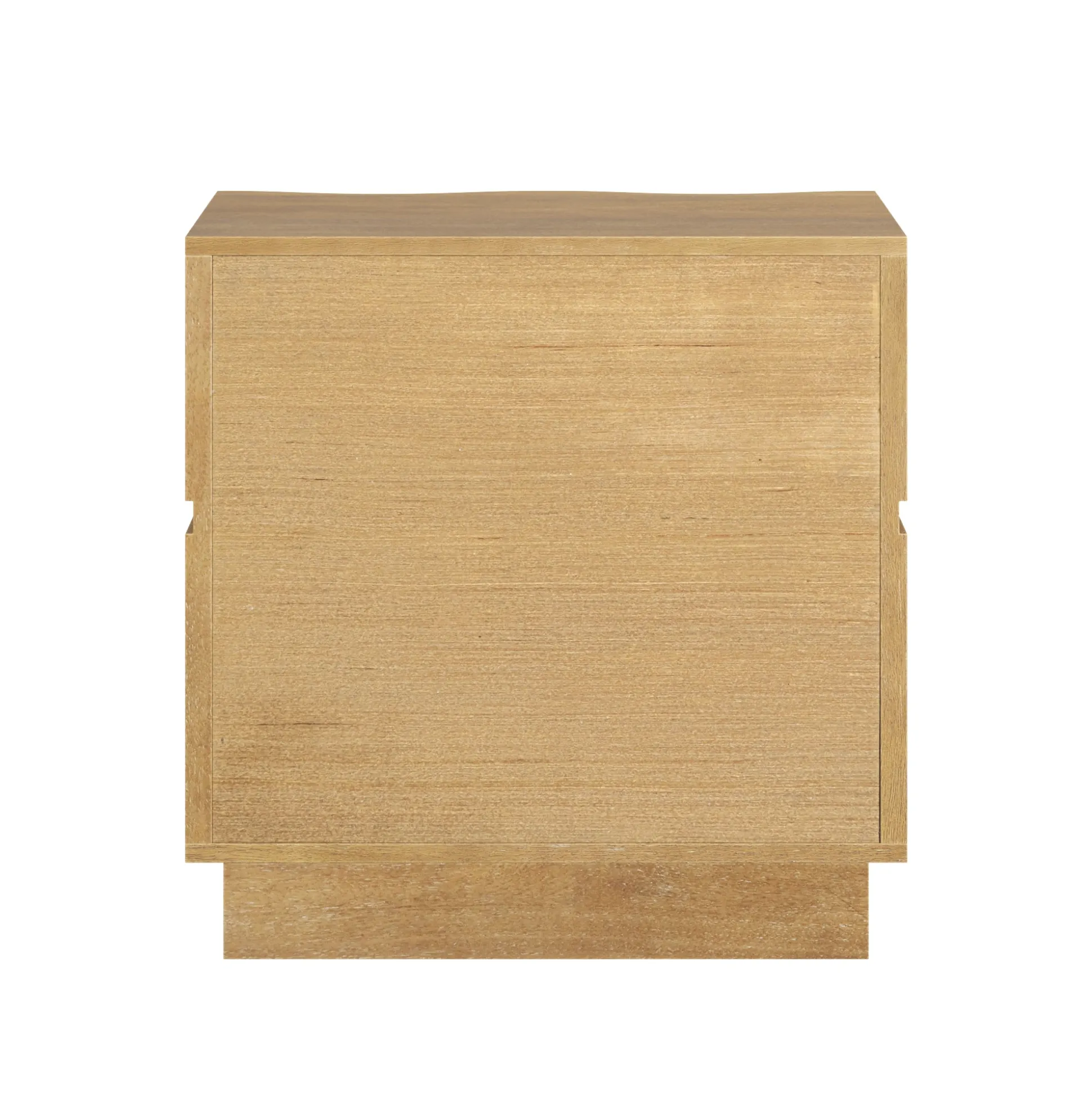 Modern Organic 2-Drawer Wood Nightstand with Wavy Drawer Fronts Light Brown