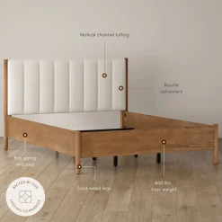Modern Queen Bedroom Set with 2 Dressers and 2 Floating Nightstands Light Brown