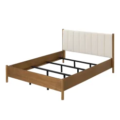 Modern Queen Bedroom Set with 1 Fluted Dresser and 2 Nightstands Light Brown