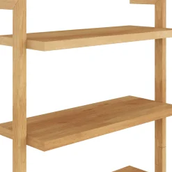 Modern 6-Shelf Wall Mounted Solid Wood Bookcase Warm Pine (Set of 2)
