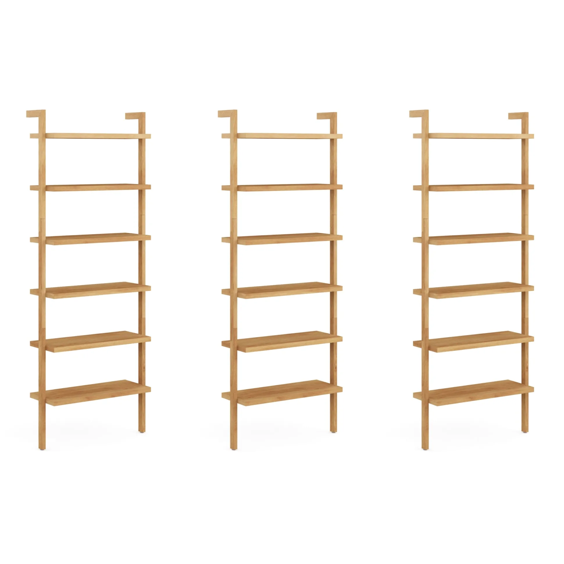 Modern 6-Shelf Wall Mounted Solid Wood Bookcase Warm Pine (Set of 3)