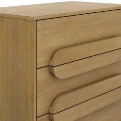 Modern Solid Wood 3-Drawer Dresser with Integrated Handles (Set of 2)