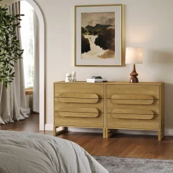 Modern Solid Wood 3-Drawer Dresser with Integrated Handles (Set of 2)
