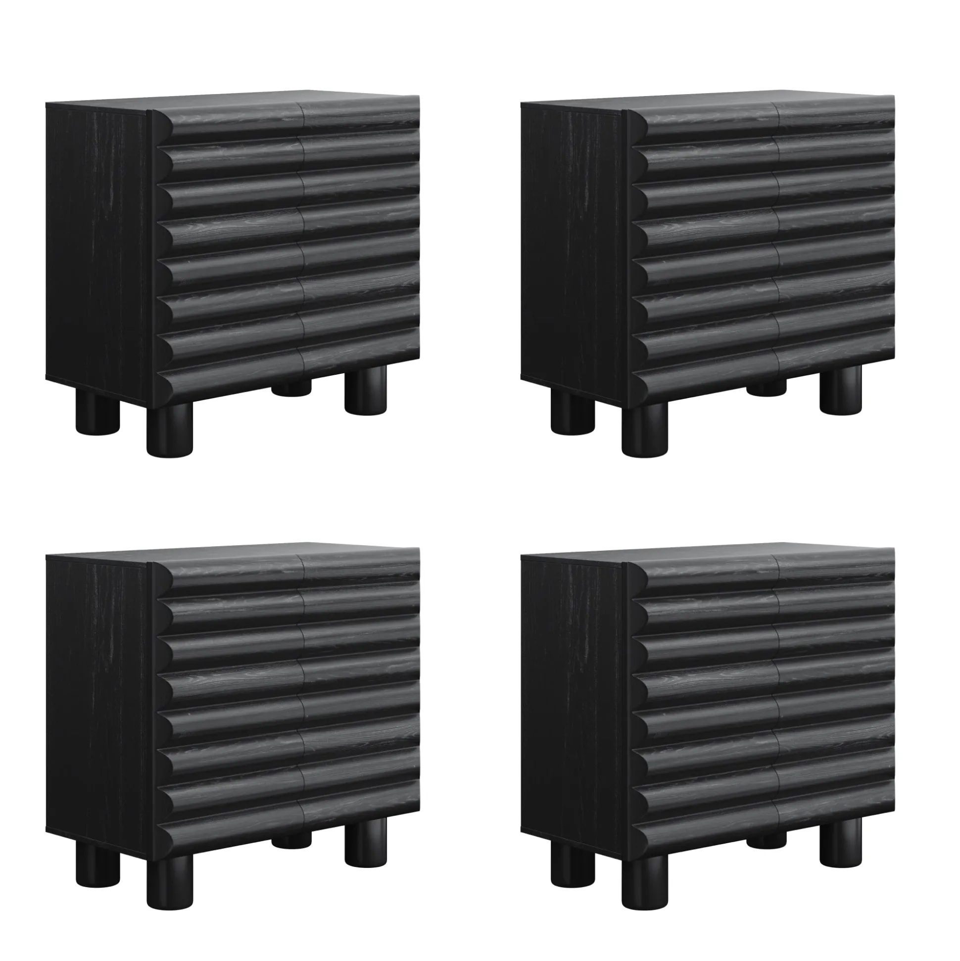 Modern Solid Wood TV Stand Cabinet with Sculpted Door for TVs up to 100"