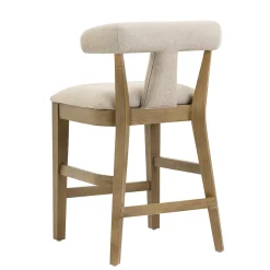 Modern Upholstered Bar Stools with Back Light Brown (Set of 4)