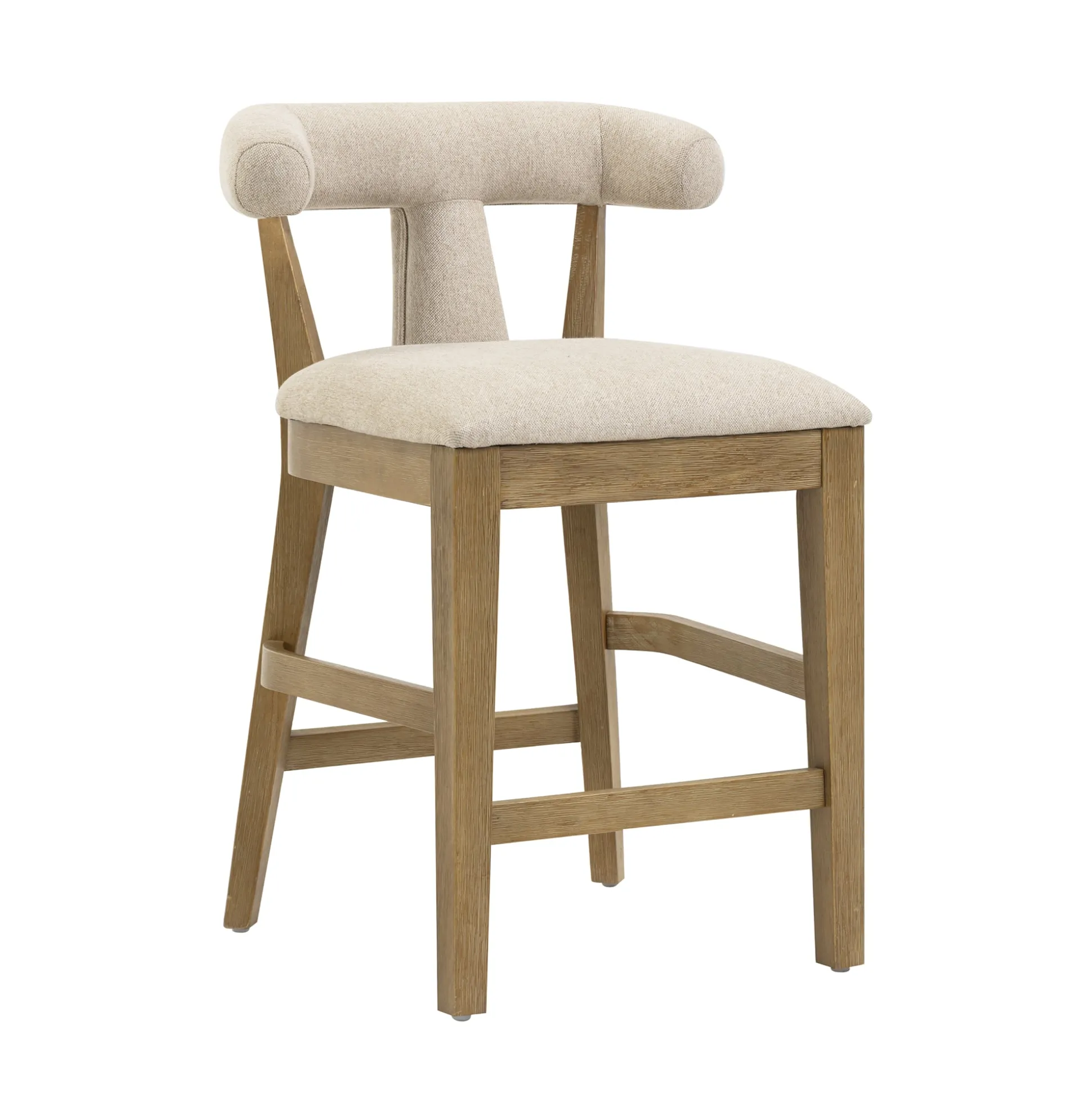 Modern Upholstered Bar Stool with Back Light Brown