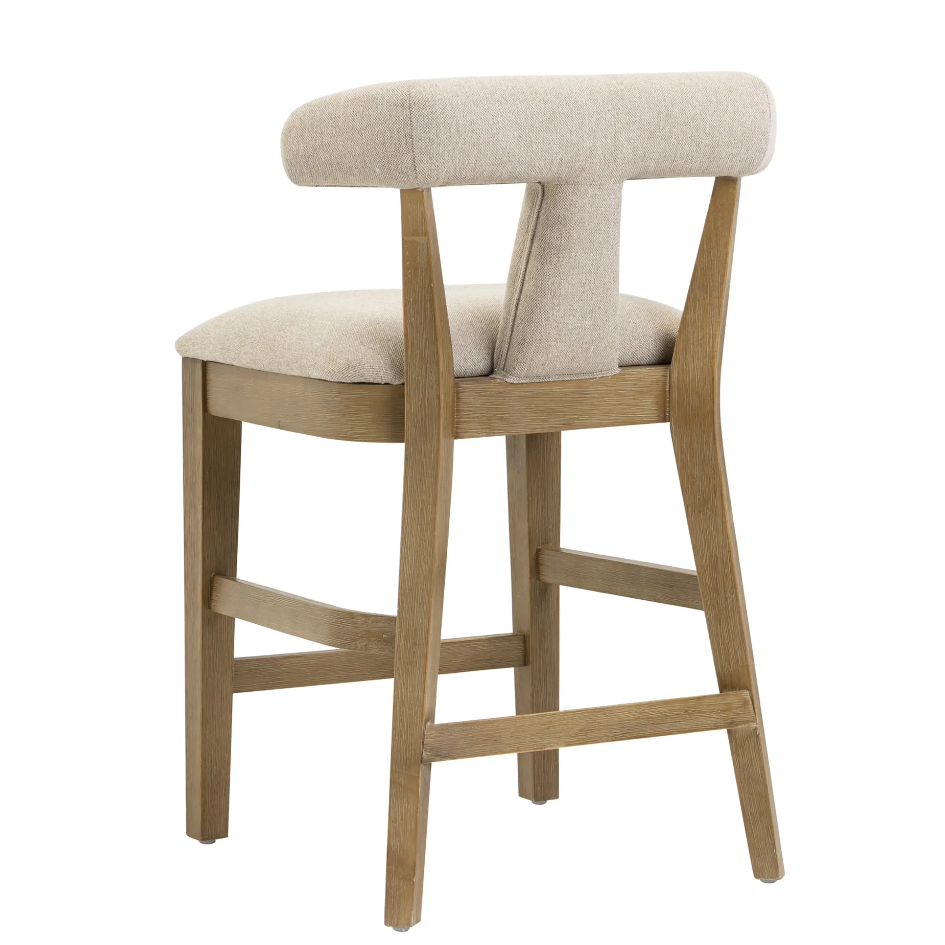 Modern Upholstered Bar Stool with Back Light Brown