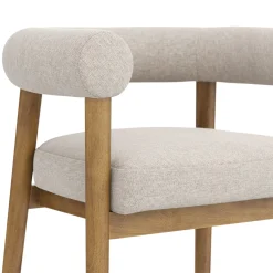 Modern Upholstered Curved Back Dining Chair Flax/Light Brown (Set of 6)