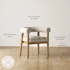 Modern Upholstered Curved Back Dining Chair Flax/Light Brown (Set of 4)