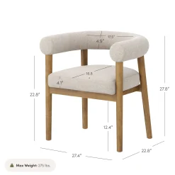 Modern Upholstered Curved Back Dining Chair Flax/Light Brown (Set of 4)