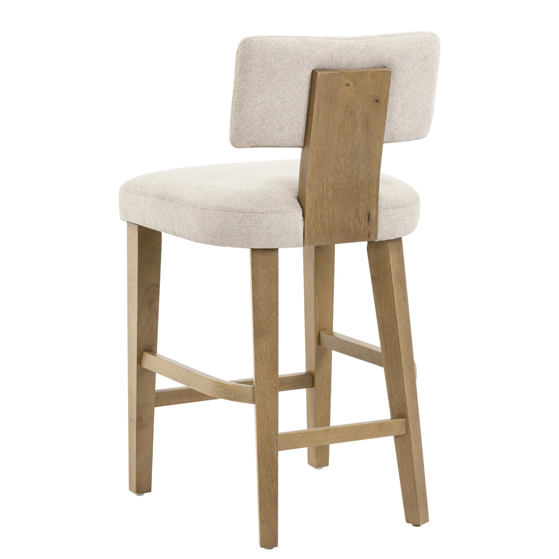 Modern Upholstered Stool with Bent Wood Back Flax/Light Brown (Set of 4)