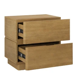 Modern Wood 2 Drawer Nightstands Light Brown (Set of 2)