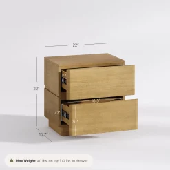 Modern Wood 2 Drawer Nightstands Light Brown (Set of 2)