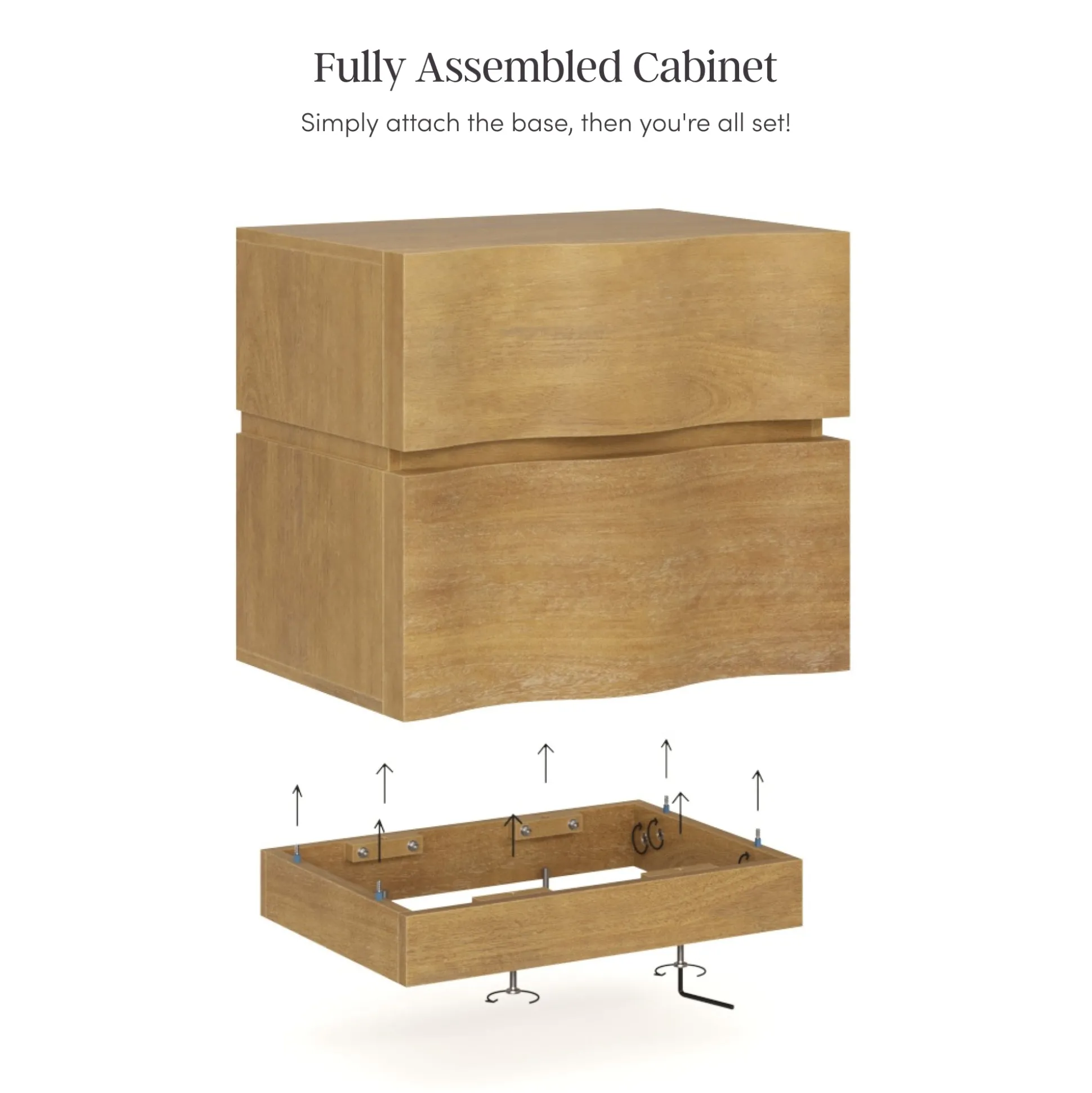 Modern Wood 2-Drawer Nightstand with Wavy Fronts Light Brown (Set of 2)