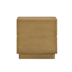Modern Wood 2 Drawer Nightstand with Rounded Edges Light Brown