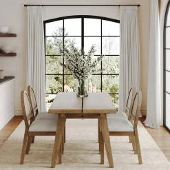 Natural Rattan Dining Table Set (4 Chairs)