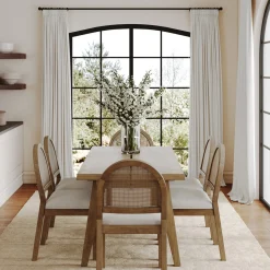 Natural Rattan Dining Table Set (6 Chairs)