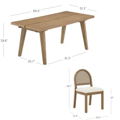 Natural Rattan Dining Table Set (6 Chairs)