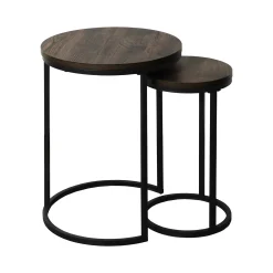 Nesting Round End Table Set Black/Nutmeg (Set of 2)