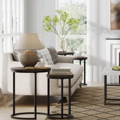 Nesting Round End Table Set Black/Nutmeg (Set of 2)
